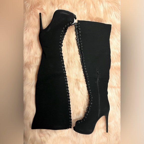 Open Toe Lace Up Boots - Picture 1 of 4